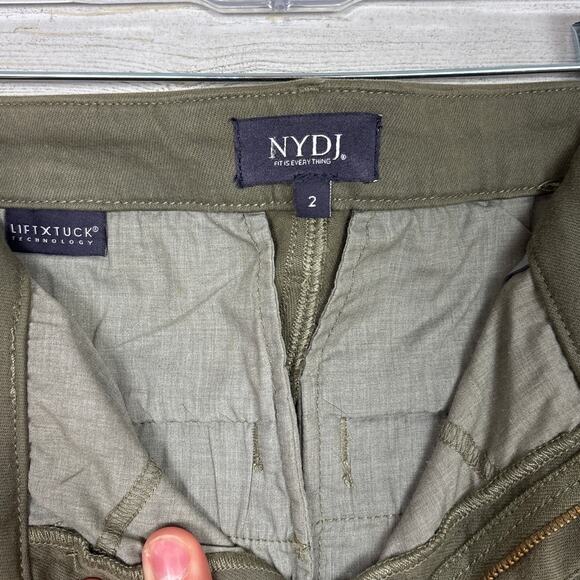 NYDJ Women’s 2 Chino Pants Raw Hem Slit Crop Cotton Blend Lift Tuck Technology - Picture 3 of 4